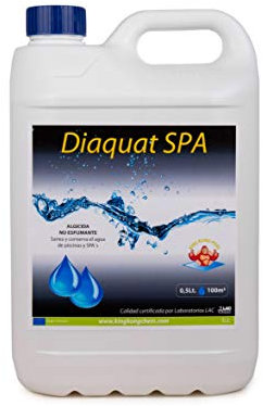 Algicida ULTRACONCENTRADO DIAQUAT SPA 5 L no espumante - Efecto CLARIFICANTE de Larga duracion - Antialgas de acción rápida - Apto para Liner