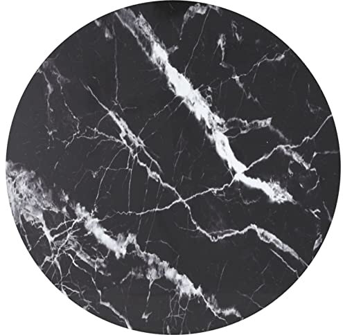 Susany Tischplatte, Glasplatte Tisch, Glasplatte Rund, Tischplatte aus Gehärtetem Glas Tisch, Glasscheibe, Hartglas in Marmoroptik, Schwarz Ø80x1 cm