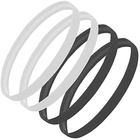 Sibba 4 Stück Elastische Sport Stirnbänder Dünn Rutschfeste Haarbänder Silikon Schweißbänder Damen Herren Fußball Yoga Laufen Joggen Mädchen Kopfbedeckung für Fitnessstudio Frauen Männer Schwarz Weiß