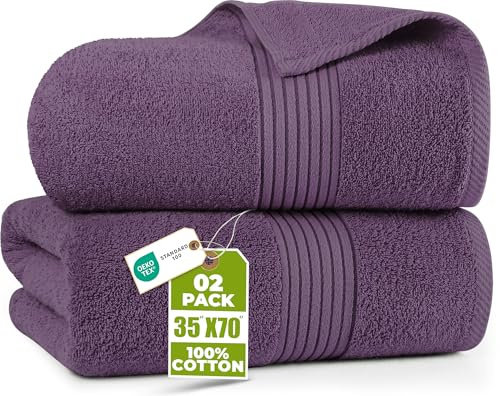 Utopia Towels - Premium Jumbo Bath Sheet 2 Pack - 100% Cotton Highly Absorbent and Quick Dry Extra Large Bath Towel - Super Soft Hotel Quality Towel (35 x 70 Inches, Plum)