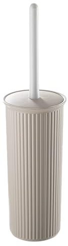 Juego de Cepillo y Soporte de plástico Decorativo para Inodoro, Color Gris Pardo (Paquete de 1) Limpiador para baño, diseño Acanalado