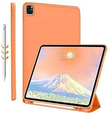 FANSONG Funda para iPad Pro 12.9 Pulgadas 2022 2021 2020 2018, Case para iPad Pro 6ª 5ª 4ª 3rd generación con función de Encendido y Apagado automático Soporte de lápiz Delgado (Naranja)