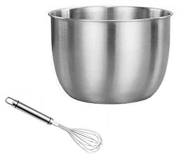 Ensaladera de Acero Inoxidable con Batidor para Montar Nata, Amasar Masa, Mezclar Huevos, Lavar Fruta, Cocinar Sopa, Calentar en Estufas (Small)