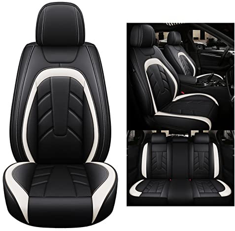 nenyan Autositzbezüge Komplett Set Universal | Schonbezüge für FIAT 500 500C 500e 500L 500X 600 | Auto Sitzbezüge Schwarz Weiß Standard