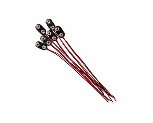 Mariyandh Conectores de batería de 9 voltios, 6 piezas tipo I de 9 V, conector de hebilla de plástico duro, conectores de batería de 9 voltios con cables de 5.9 pulgadas