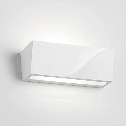 Dopastore Applique da Parete in Gesso Verniciabile Con Attacco G9 Design Rettangolare a Biemissione di Luce Lampada da Parete Moderna IP20 Per Camere Corridoio Salone