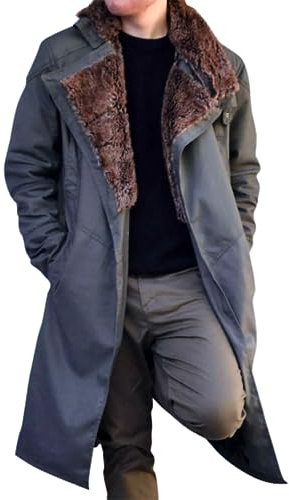 LP-FACON Blade Coat Men - Full Length Mens Trench Coat - Cotton Trench Coat Men - Mens Duster Coat Black