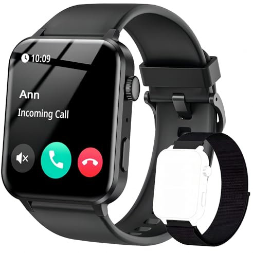 IOWODO Smartwatch Herren Damen, 1,85 Touchscreen mit Telefonfunktion，100+ Sportmodi，Schrittzähler Schlafmonitor Herzfrequenz, Smart Watch Fitness Tracker für Android iOS（Schwarz）