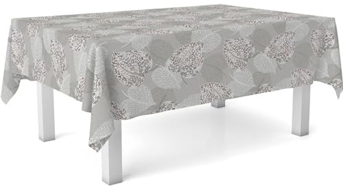 ECOMMERC3 Nappe en Toile cirée rectangulaire Taille 180x140 cm - Style, durabilité et Facile d'entretien pour Votre Table - Nappe en Toile cirée Anti-Taches et imperméable SIL Gris