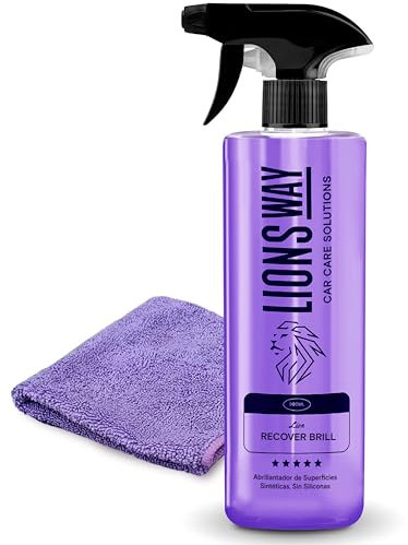 LionsWay: Lucida Cruscotto Auto Professionale. Pulisce, Ripristina e Profuma (floreale) gli Interni della tua Auto. Recupera e Uniforma il Colore degli Interni Senza Siliconi. Satinato. 500ml + Panno