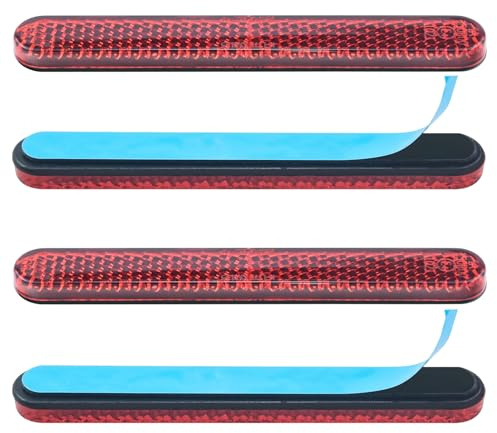 Reflector E4 Autoadhesivo de Ojo de Gato 100 x 13 x 7 mm - 4 Piezas Trasero Rojo para Matrícula de Motocicleta, Bicicleta, Scooter