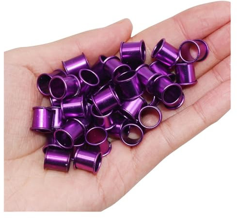 CHAASDEOM Der Taubenring 20 Stück Taubenträger for Nutztiere, Länge 10 mm, helle Farben, Aluminiumring for Geflügelfußmarken, praktisch und langlebig(Purple)