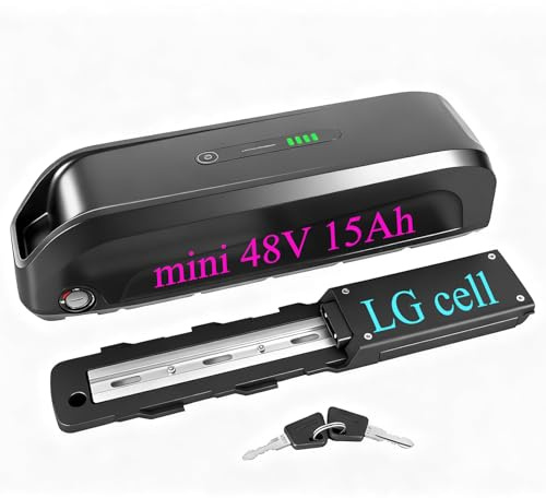 Batterie Velo Electrique 48V 15AH (6 Round Pins) Taille Mini Ebike Batterie Rechargeable au Lithium-ION Batterie pour 1000W 750W 500W 250W Motor