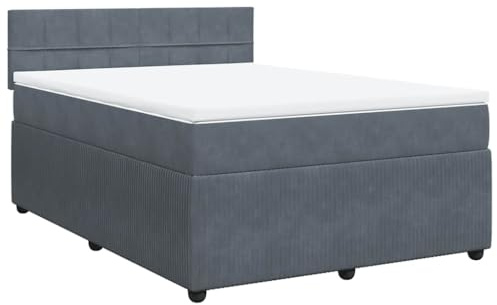 vidaXL Boxspringbett mit Matratze Dunkelgrau 160x200 cm Samt