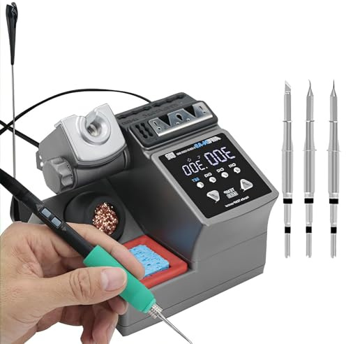 Station de soudage de précision A9, kit de station de fer à souder 120 W, station de soudage à écran LCD numérique de précision, 212 ℉-842 ℉, 3 pointes de fer à souder, support de pointes