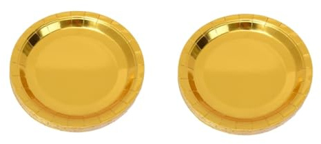 SEWOART 50 Pièces Assiettes Jetables Couverts Assiettes En Papier Moule À Gâteau Assiette De Fête D'Anniversaire Assiette Ronde En Or Assiette À Dessert Ronde Assiettes À Gâteau De Fête