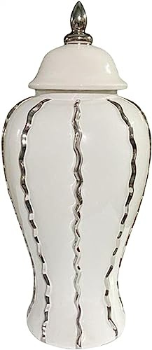 Temple Jar Flower Vase Table Centerpieces with Lid Small Mason Jars for Office Collection Silver Flower Holder for Flower Arrangement 8.27x17.72inch