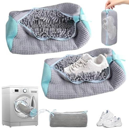 FYSL 2er Pack Schuhwaschbeutel für Waschmaschine, Schuhe Waschbeutel, Wiederverwendbar & Reißfest - Schont Schuhe & Verhindert Beschädigungen (Grau)