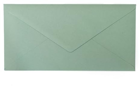 Kuvertwelt Umschläge DIN Lang (220 x 110 mm), Nassklebung - Eukalyptus | Stabile Papierumschläge im 25er-Pack mit Nassklebung für Einladungen, Rechnungen und Grußkarten.