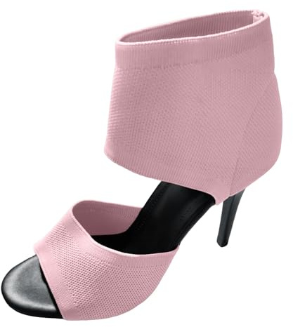 Zapatos de mujer 43 Ancho H Sandalias informales para mujer en tela transpirable con tacón alto liso y tacón fino talla grande con estampado de leopardo de pez Zapatos mujer, Rosa., 38 EU