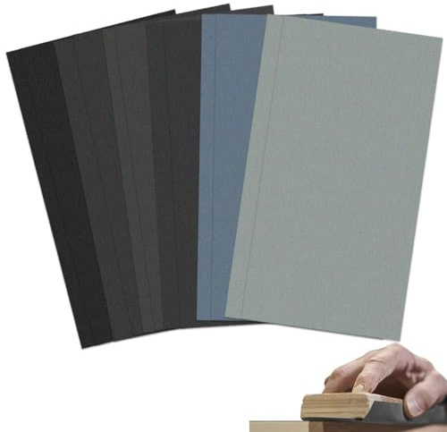 12pcs Wet and Dry Sandpaper, 800 to 5000 Grits, for Cars Polishing Metals Walls Wood Furniture Sanding, Grit Wet/Dry Sandpaper Sheets Kit