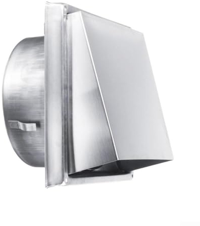 Rejilla de ventilación cuadrada de acero inoxidable 304, cubierta de ventilación de pared externa, salida de aire de metal de 150 mm con válvula ajustable, para ventilación de baño, cocina, oficina