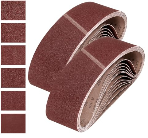 Kvartsman 152 mm x 1220 mm slipband, 24 stycken 60/80/120/150/240/400 kornstorlekar aluminiumoxidslipband för träbearbetning, metallpolering, knivslipare