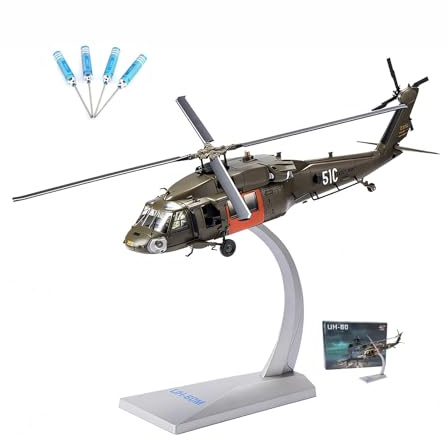 AVMLWEPA Hubschrauber-Modellflugzeugmodell UH-60 American Black Hawk Maßstab 1:72, Druckgussflugzeug Legierung mit 4-teiligem Sechskantschraubendreher-Set vorgefertigtes, statisches Druckgussflugzeug