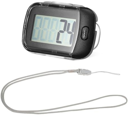 Clip on Pedometer Step Counter Plastic Black for Walking and Running