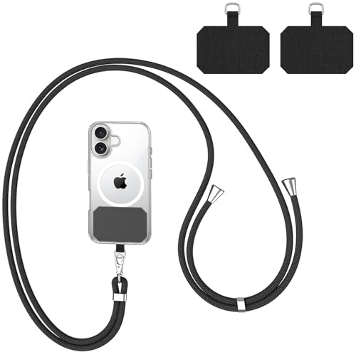 WOOZ Phone Lanyard Crossbody with 2 Patch, Anti-Theft Nylon Strap Necklace for Cellphone, Mobile Phone, Camera, GoPro, PSP, Flashlight, Keys, Keychains, USB Flash Drives and More Device
