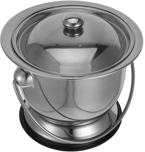 IWOWHERO Orinal de Acero Inoxidable para Adultos y Mayores Sanitario y Duradero con Tapa Antideslizante para Uso Casa Camping y Viajes