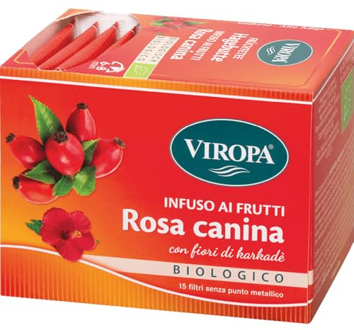 VIROPA Rosa Canina BIO – Tisana 100% Naturale da Agricoltura Biologica – 15 Filtri – Infuso Ricco di Vitamina C, Dal Gusto Fruttato e Delicato – Senza Caffeina, Made in Alto Adige