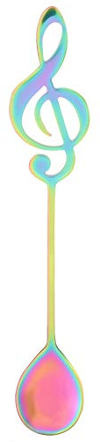 Music Note Spoons, 2PCS Stainless Steel Staff Musical Notation Shaped Creative Cute Coffee Teaspoons, 6.1 X 1in (Shiny; 3x2.6mm)