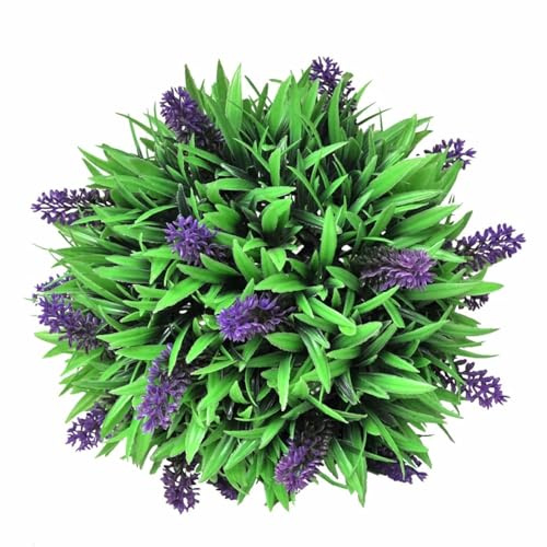 Gecheer Palle di Bosso Artificiale, Set di 2 Pz con Lavanda 28 cm, Piante Finti per Esterni, Topiaria Decorativa, Sfere Verdi per Vasi per Giardino Interni Esterni