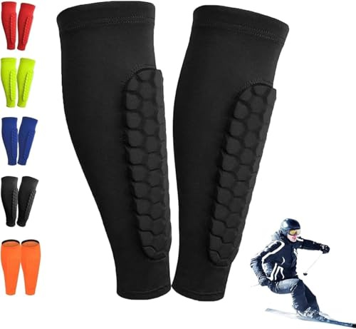 Skiguard Socks – 1 par skenbensskydd skidor, andas och halkfria, silikonremsor och 360° stabilitet, för unga och vuxna