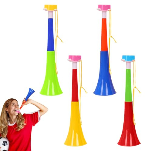 Kinesgsg 4 Piezas Vuvuzela, Desmontable Bocinas de Plástico para Estadio, Bocina Futbol, Trompeta de Animadora Tocando, para Animar Futbol para Fiesta, Cheer Cuerno, Copa del Mundo