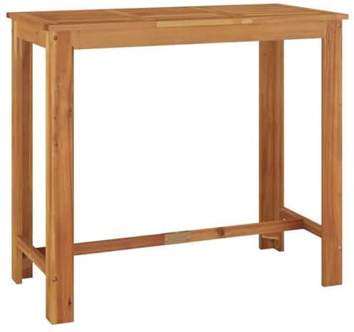 TEKGHUT Garten-Bartisch 120x60x105 cm aus massivem Akazienholz, multifunktionaler Esstisch für Innen und Außen, ölbehandelte Oberfläche, einfache Reinigung, inklusive Montageanleitung