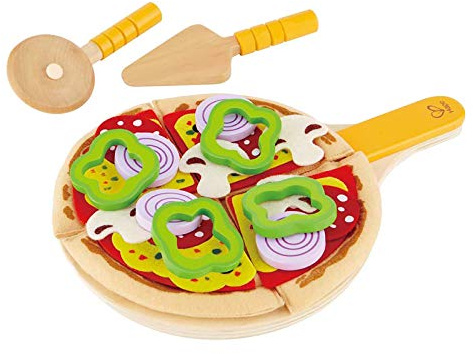 Hape Homemade Pizza Kitchen Playset , Mix-and-Match Pretend Play Food Toy, Wooden Kitchen Pizza Set with Base, Toppings and Serving Accessories