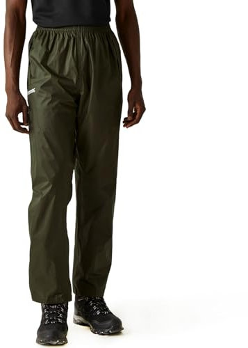 Regatta Men's Pack-it Waterproof Outdoor Overtrousers & Pack-Away Bag Hiking Lightweight Breathable Green