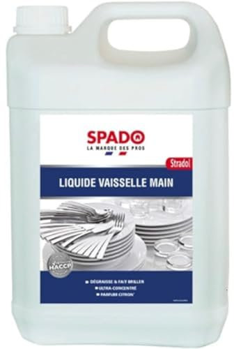 SPADO- Liquide vaiselle cuisine - Nettoie, dégraisse et désincruste - Fait briller - Elimine tâches et odeurs - Parfum citron - 5L - Fabrication française