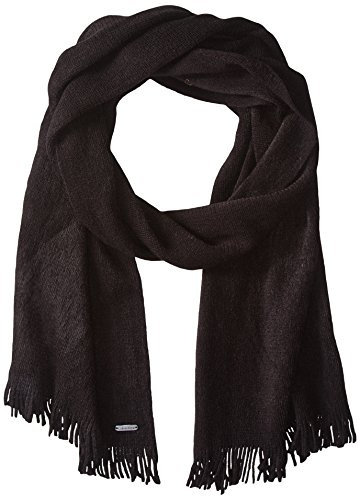 Calvin Klein Bufanda con flecos para mujer, Negro, Talla única