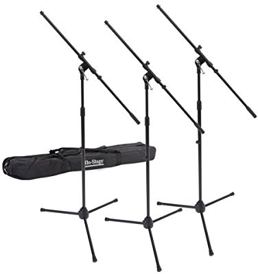 OnStage MSP77033 Euroboom Microphone Stands with Travel Bag, 3 Pack