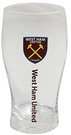 West Ham United FC Official Wordmark Crest Pint Glass (One Size) (Clear)