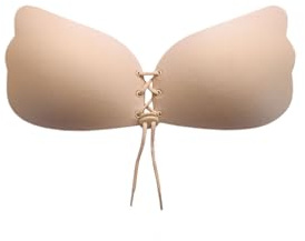 Ann Summers - Women's Lace-Up Stick On Bra, Push Up Adhesive Bra Solution, Invisible Strapless Bra, Sticky Push Up Bra with Lace Fastening - Nude