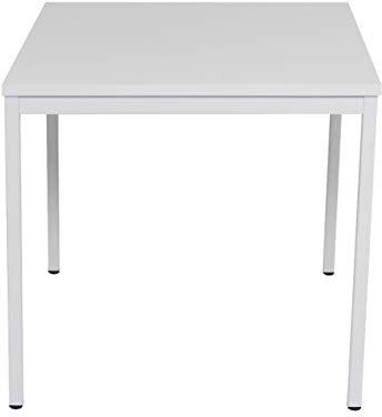 furni24 Schreibtisch-Stahl 80x80x75cm, Grau, TÜV/GS-Einfache Montage, Arbeitstisch, Bürotisch, Küchentisch, Esstisch, Druckertisch Büro-Möbel Arbeitszimmer Computertisch Gaming-Tisch Mehrzwecktisch