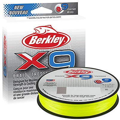 Berkley X9 Braided Fishing Line - 9 Strand Braid Line for Saltwater and Freshwater Fishing, Unisex,, Flame Green, 17.0kg| 328yd | 300m