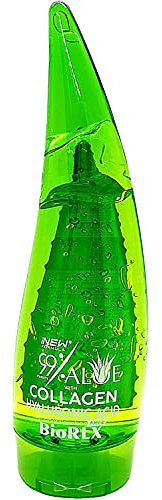 BioRLX 99% Purity Aloe Vera Gel with Collagen and Hyaluronic Acid for Face, Body and Hair & Soothing, Moisture, After-Sun, Aftershave, Dry Skin 8.5 fl.oz., 250 ml