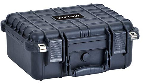 MEIJIA Wasserdichter Hartschalen-Kamerakoffer,Verstellbar anpassbare Schaumstoff-Innenlageideal für Drohnen, Kamera, Ausrüstung, Pistolen,34 cm × 29,5 cm × 15,2 cm,Schwarz