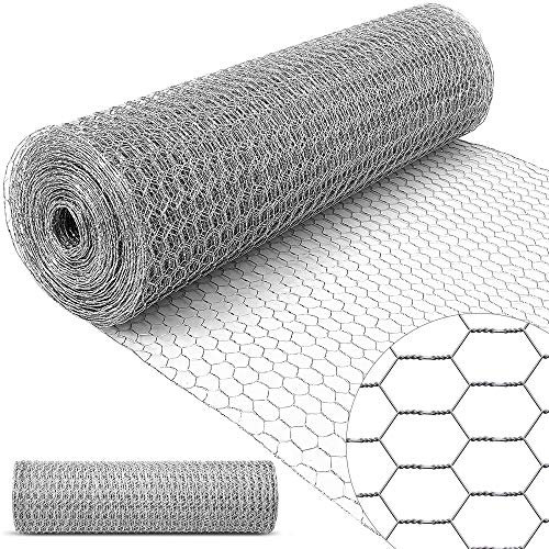 Amagabeli 1M x 25M Grillage à Poule 25mm 0.8mm Galvanisé Maille Hexagonal Grillage Cloture Poulailler Jardin voliere Jardin Metallique Grillage Triple Torsion Élevage Volaille Filet Résistant