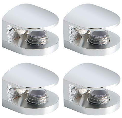 SAYAYO Support Etagere Murale pour 5-8mm, Pince à Verre Chrome Poli 4 Pcs